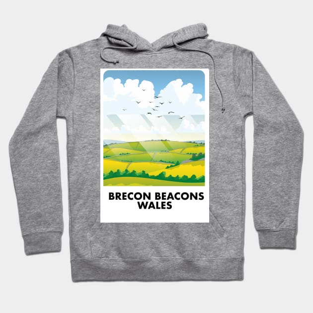 Brecon Beacons Wales travel poster Hoodie by nickemporium1